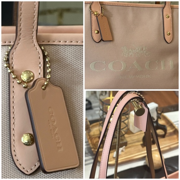 COACH Horse & Carriage Jacquard City Tote w/Leather Trim in Blush Pink, NWOT - Picture 12 of 16